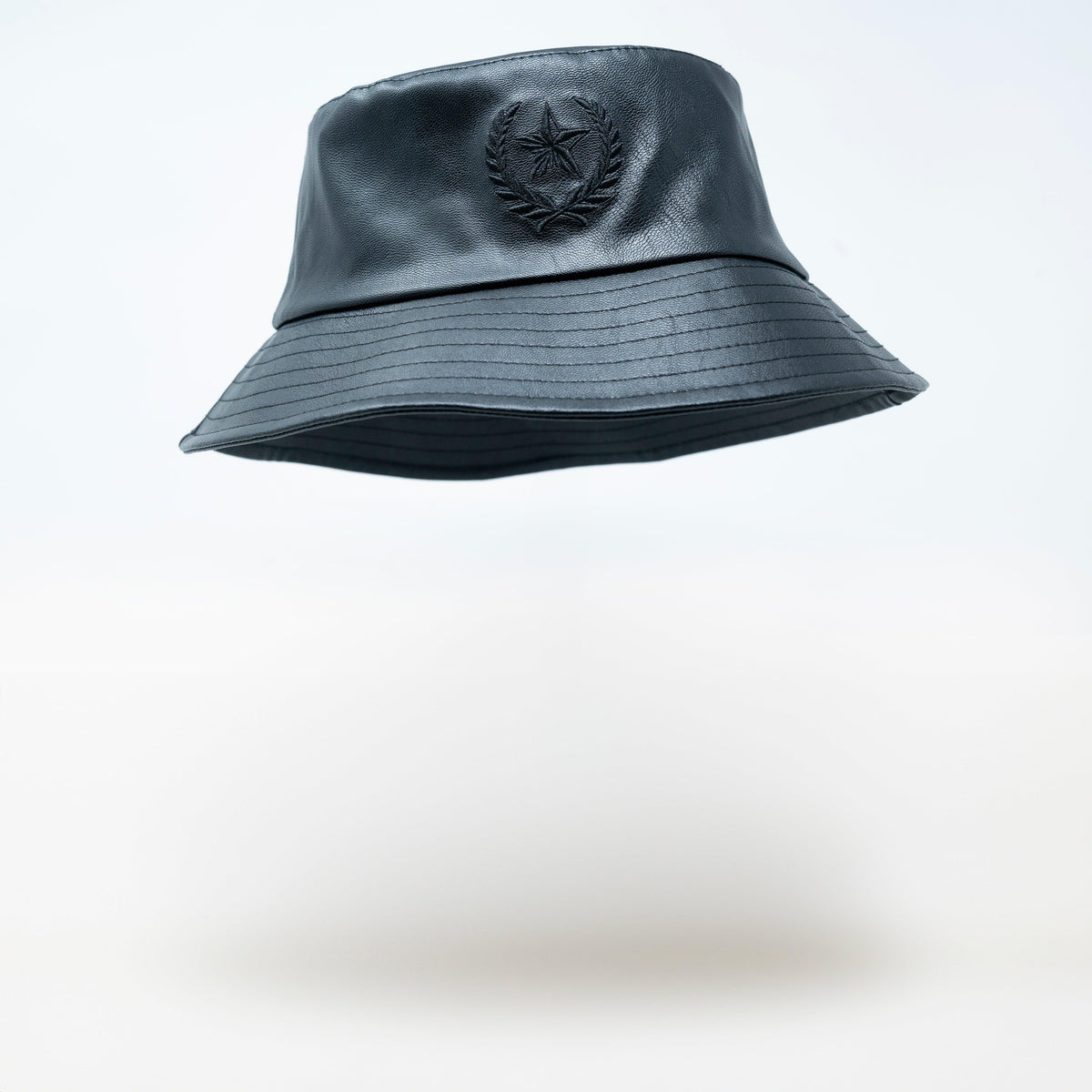 Black Leather Bucket Hat – Gold Star