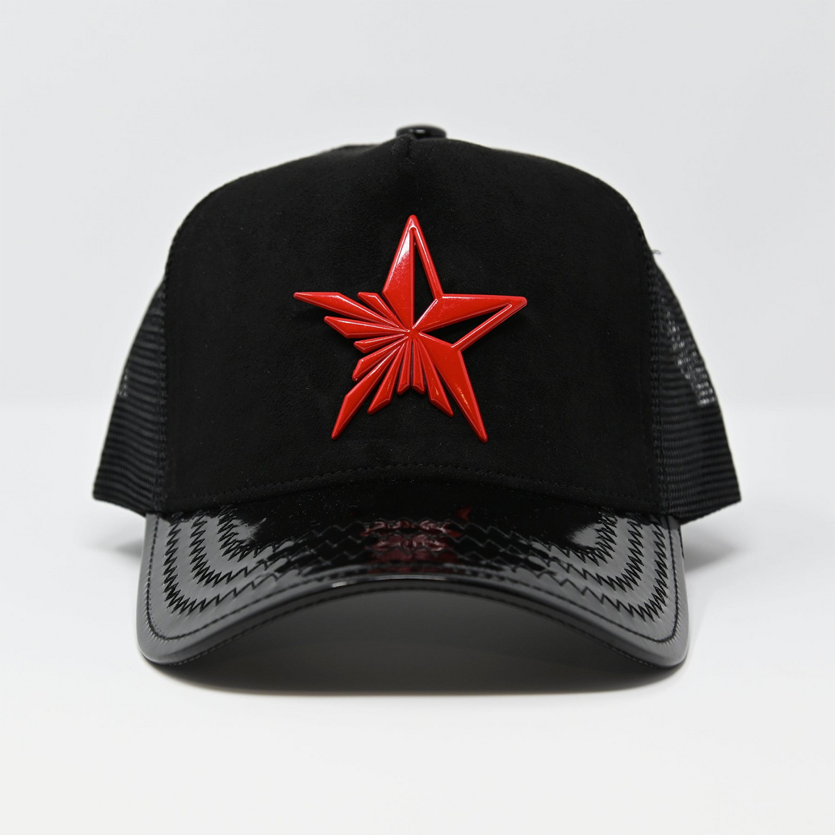 Red Trucker Hat with Star Patch & Gold Chain - \'If I\'m The Problem\' NEW TRIPLE STAR THREE STARS RED WHITE HAT 5 PANEL HIGH CROWN  main image 3