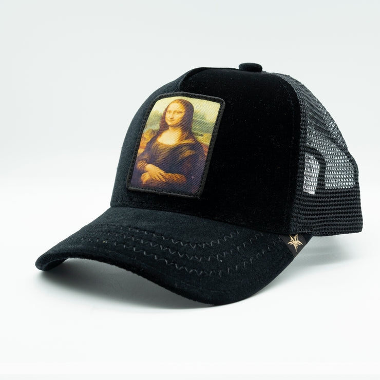 Gold Star Hat - New Mona Lisa Velvet trucker hat Black unisex