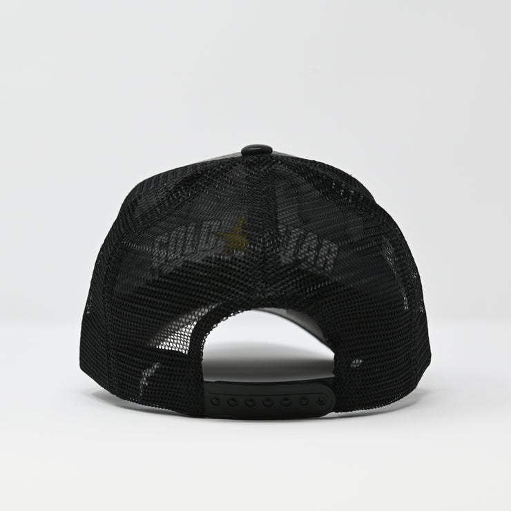 Gold Star Hat - Snake Black leather Trucker Hat cap