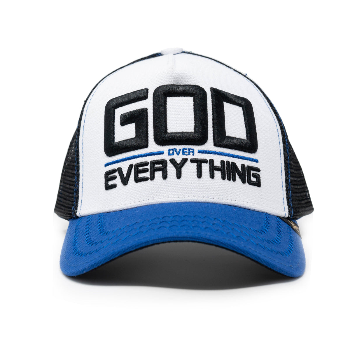 Gold Star Hat "God Over Everything" Trucker hat white/Blue unisex
