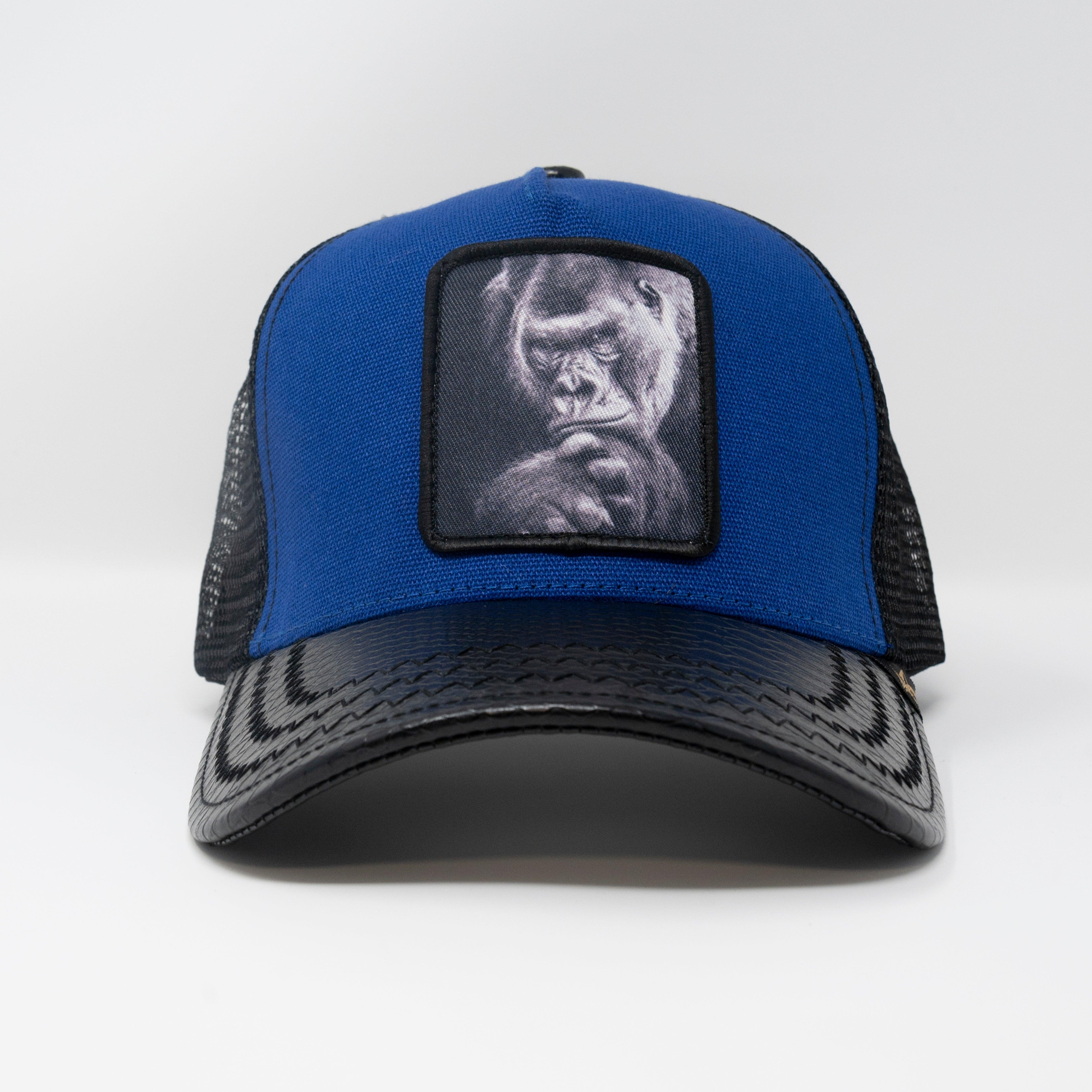 Royal blue/Black Gorilla Trucker Hat Gold Star Hat