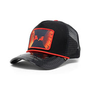 double roosters Shine Faux Leather black & red Trucker hat