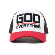 "God Over Everything" Trucker hat white/Red