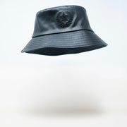 Unisex Streetwear Black Leather Bucket Hat