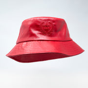 Unisex Red Leather Bucket Hat