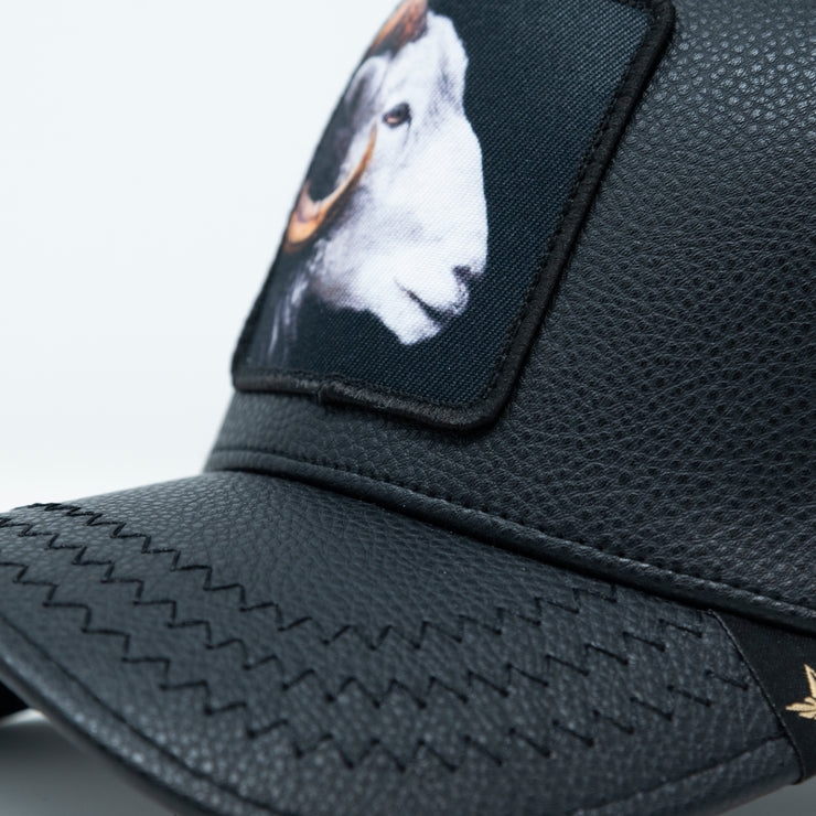 GOAT Black Leather Trucker Hat Cap