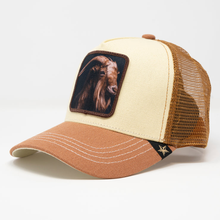 GOAT Tan & Beige Trucker Hat