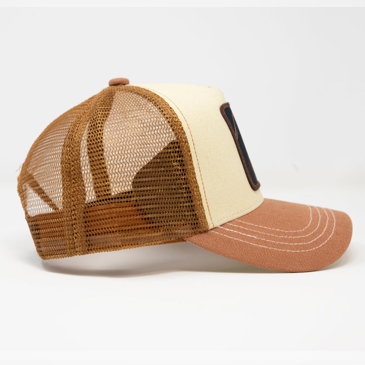 GOAT Tan & Beige Trucker Hat - Gold Star Hat