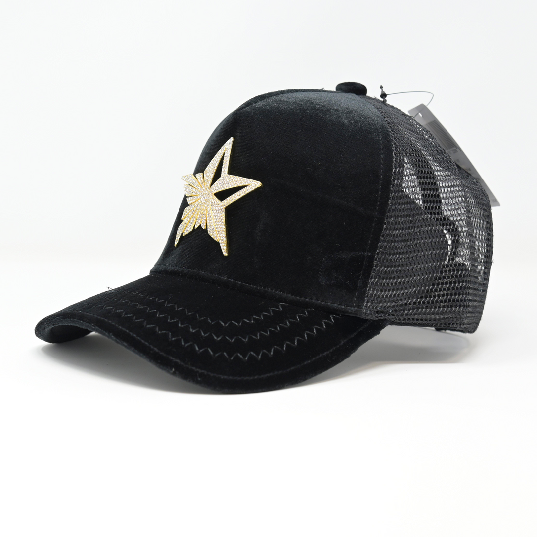 Star Logo Black Trucker Hat Golden Logo – Gold Star