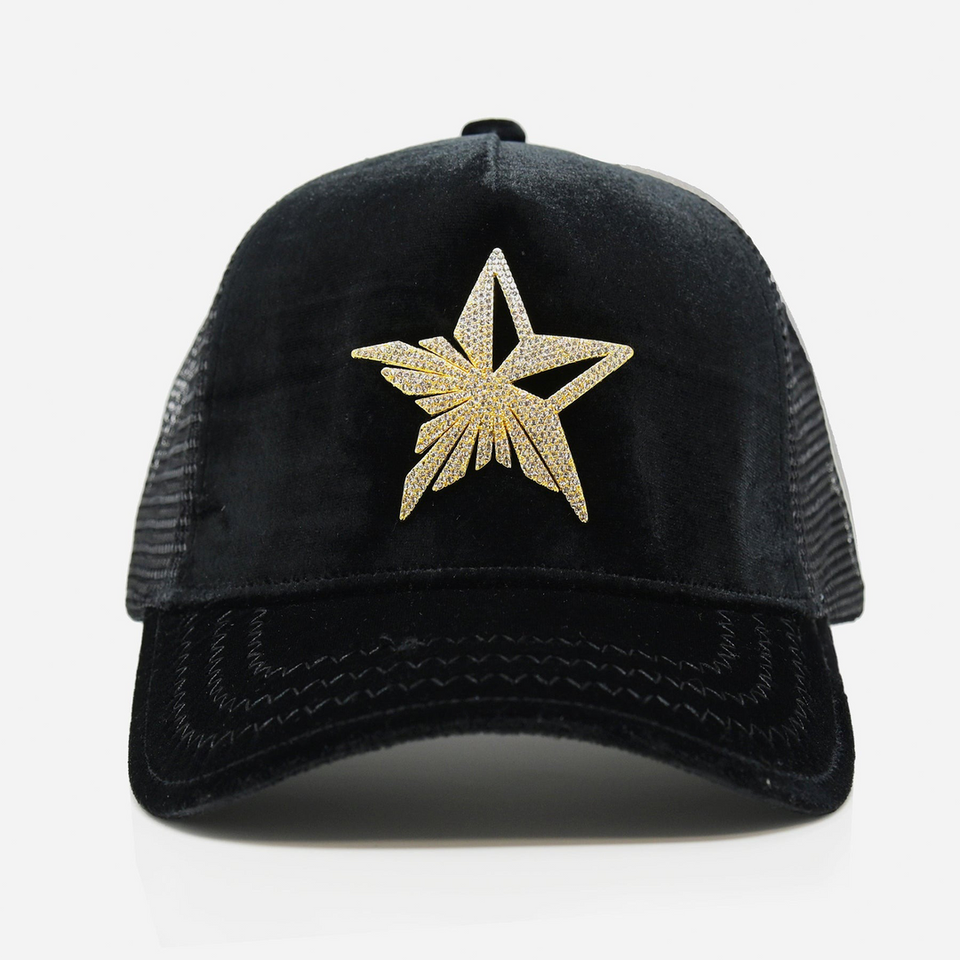帽子 Golden  Star Baseball Cap Black Star Logo Black Trucker Hat Golden Logo – Gold Star