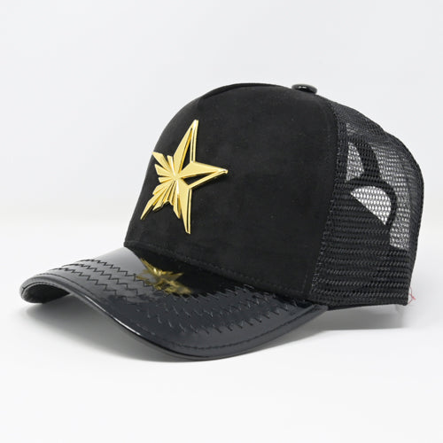 Star Logo Black velvet Trucker Hat Golden Logo – Gold Star