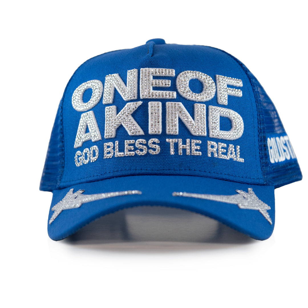 One of a Kind – Blue/White Trucker Hat – Gold Star display picture 2
