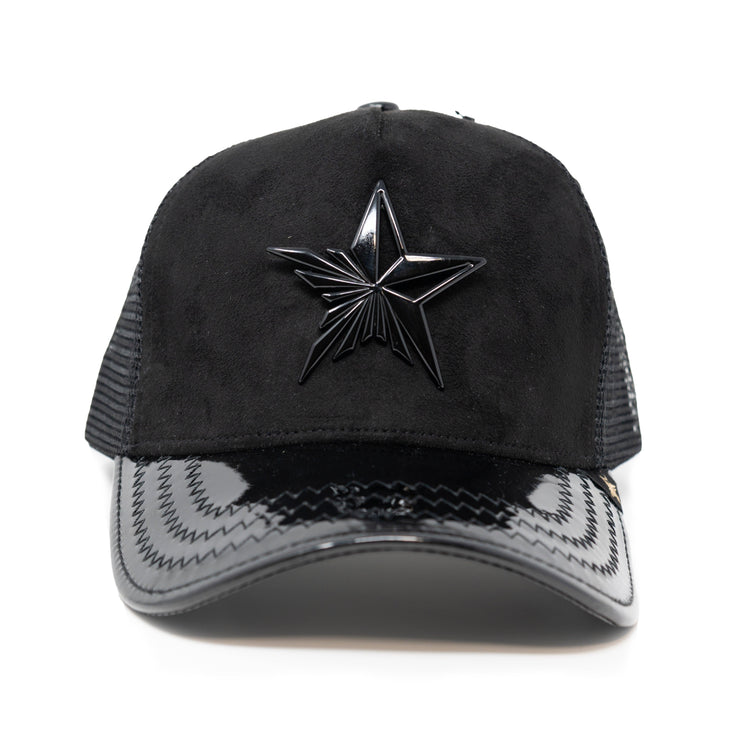 Gold Star Hat - Star Logo all Black trucker Hat cap