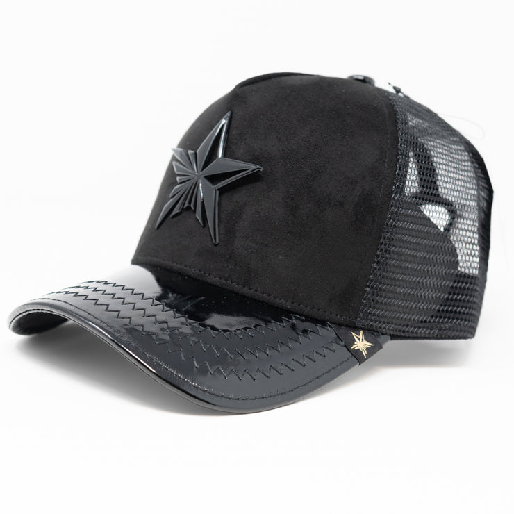 Gold Star Hat - Star Logo all Black trucker Hat cap
