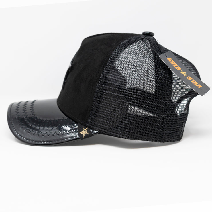 Gold Star Hat - Star Logo all Black trucker Hat cap