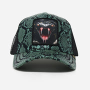 Gold Star Hat - Sneak Faux Leather Green Breathable Trucker Hat