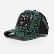 Gold Star Hat - Sneak Faux Leather Green Breathable Trucker Hat