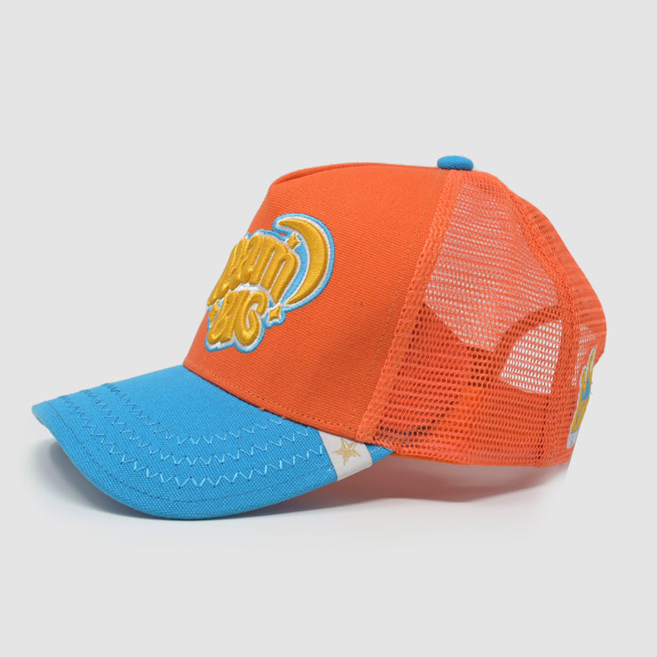 Gold Star Hat - "Dream Big" Trucker hat Orange/Blue unisex