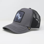 Charcoal rhinoceros animal trucker hat