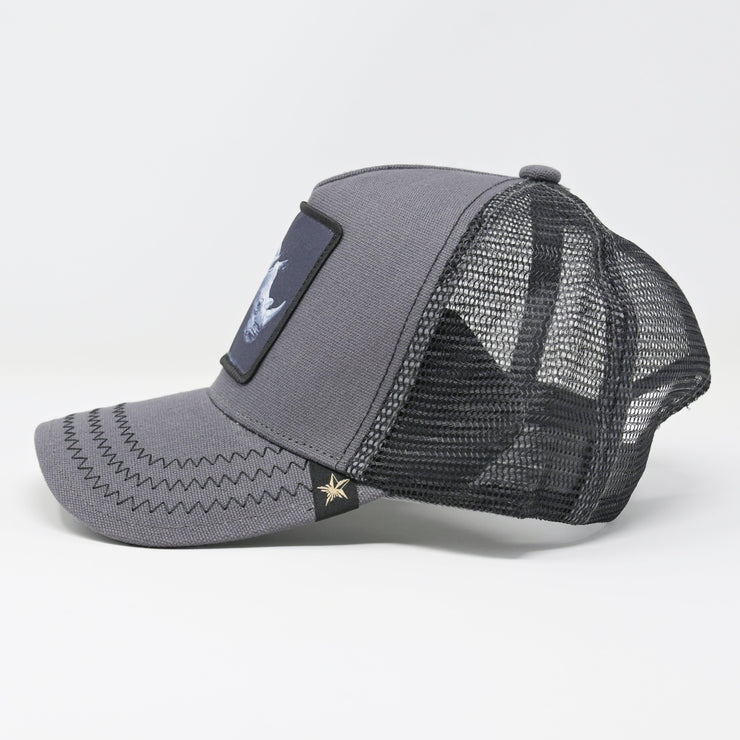 Charcoal rhinoceros animal trucker hat