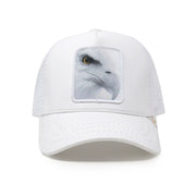 Eagle White leather trucker cap