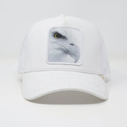 Eagle White leather trucker cap