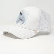 Eagle White leather trucker cap