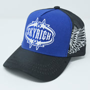 Skyrich Trucker Hat Blue/Black – White Logo