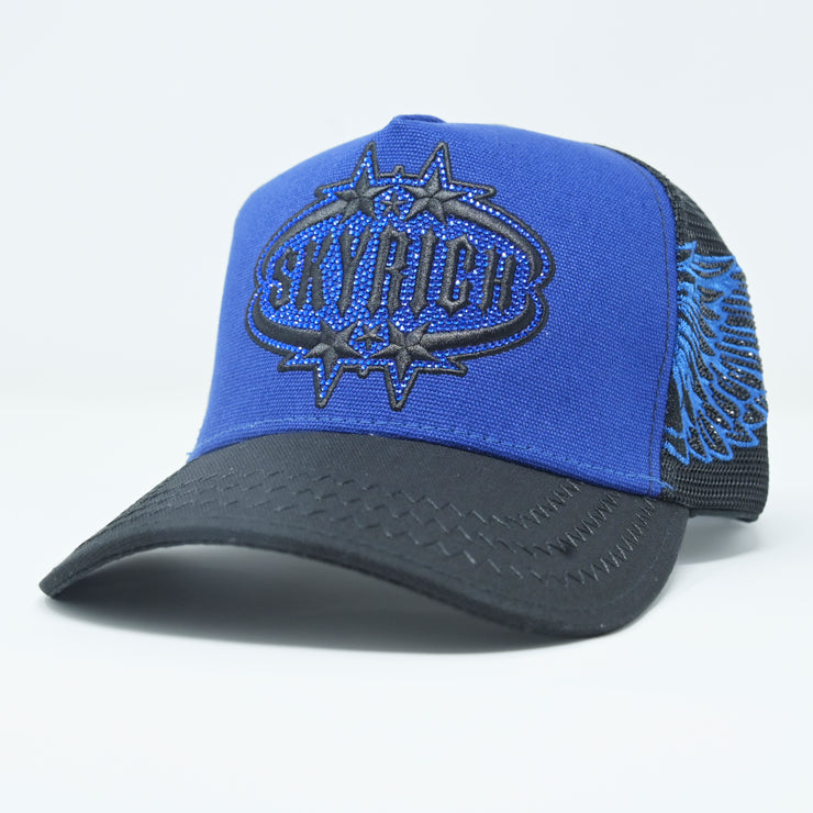Skyrich Trucker Hat Blue/Black – Black Logo