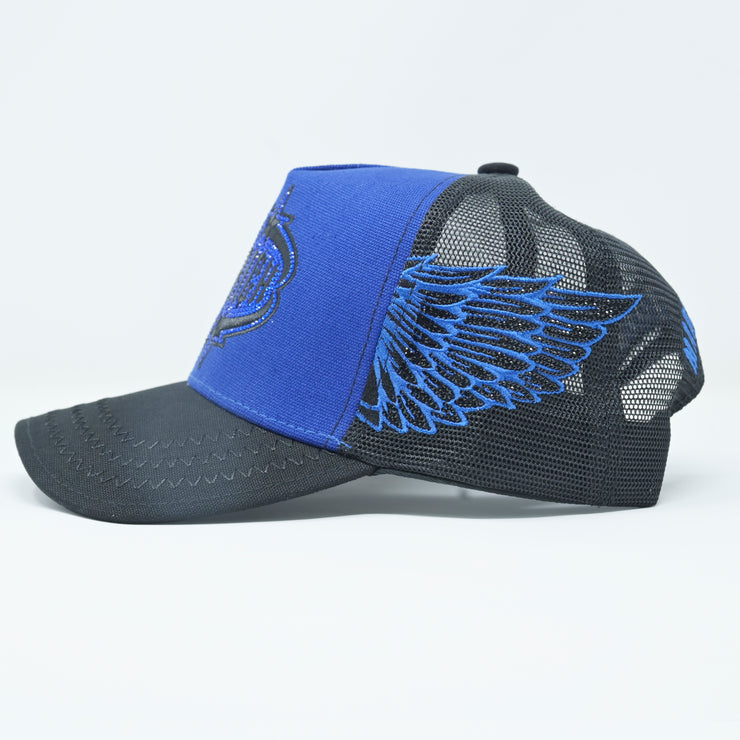Skyrich Trucker Hat Blue/Black – Black Logo