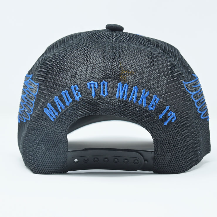 Skyrich Trucker Hat Blue/Black – Black Logo