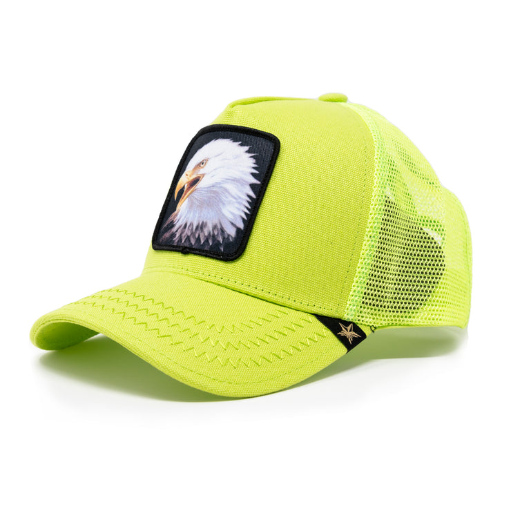 Gold Star Hat -  Eagle neon yellow Trucker hat