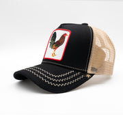 GOLD STAR HAT - New Rooster black/beige  trucker hat