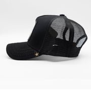 GOLD STAR HAT - New farmer Eagle black  trucker hat