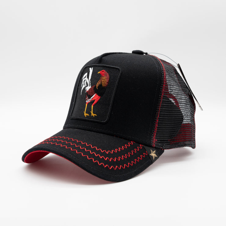 New Black/Red Gold Star Hat Rooster