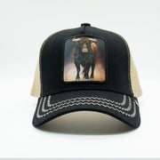 Gold Star Hat - New bull trucker hat Black/Beige unisex