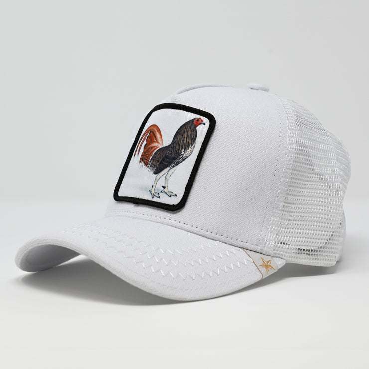 Gold Star Hat - Rooster All White Trucker Hat