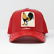 Gold Star Hat - Rooster Red leather Trucker Hat cap