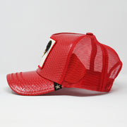 Gold Star Hat - Rooster Red cock leather Trucker Hat cap