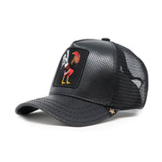 all black leather trucker hat gold star hat 