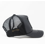 Gold Star Hat - New Rooster Black Faux Leather Trucker Hat
