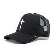 "Cross" Black trucker hat unisex