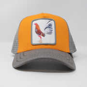 Gold Star Hat - Rooster cockfight Trucker hat Orange/Grey