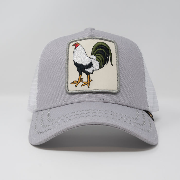Gold Star Hat - New Rooster Grey and White Trucker Hat