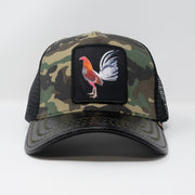 Gold Star Hat -  Rooster camouflage Trucker hat green unisex